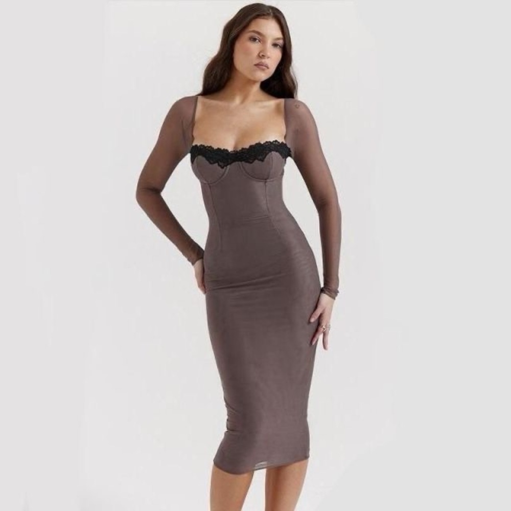 House of CB Brown Midi Dress